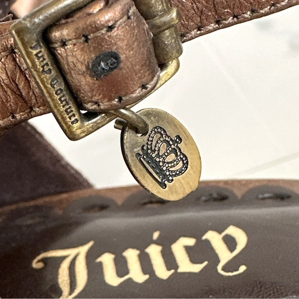 Juicy Couture Bronze Metallic Stiletto Heels 10 Textured Nappa Leather T-strap - Picture 10 of 13